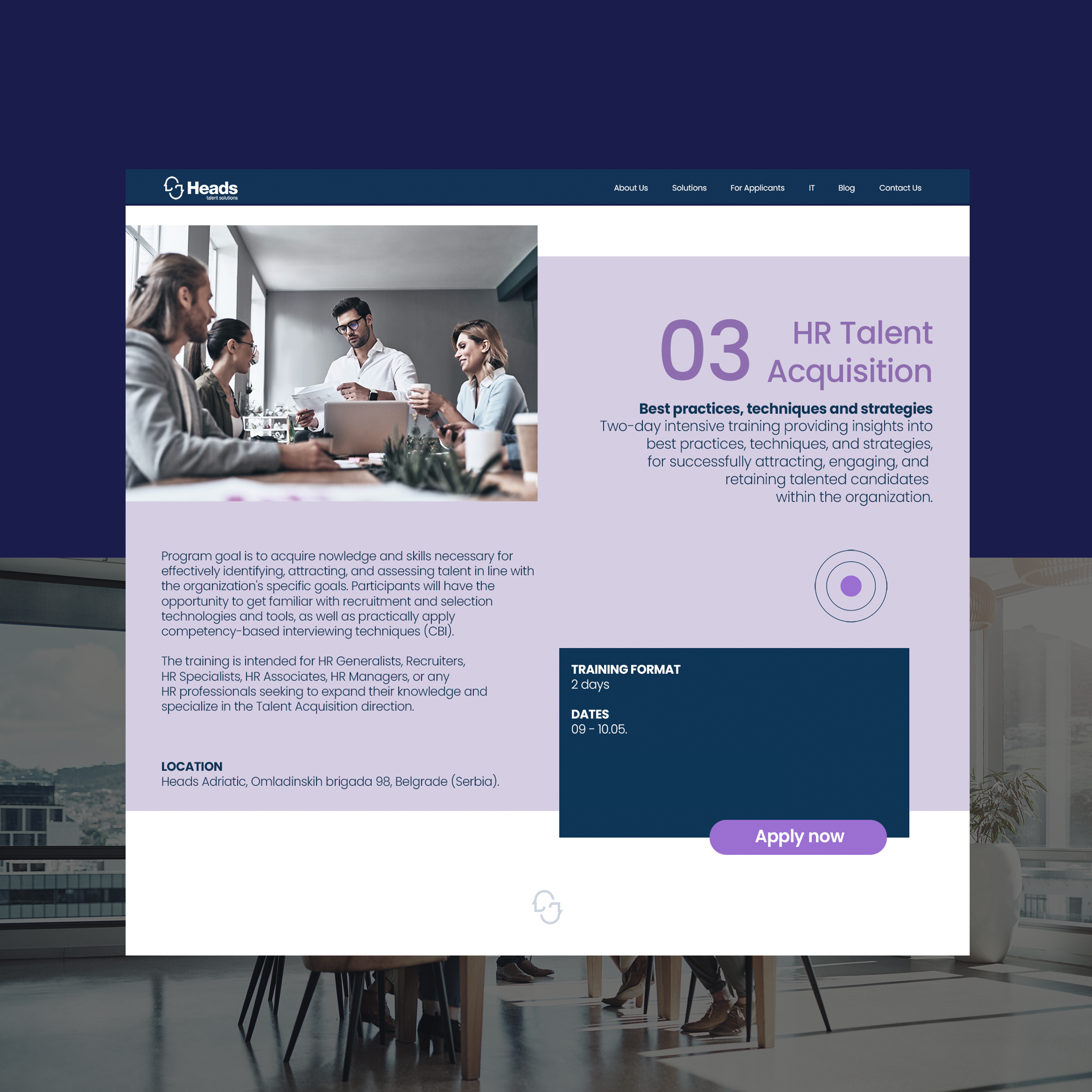 Heads Adriatic landing page design by Foster + Svensson